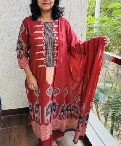 pure cotton 3pc kurti  set