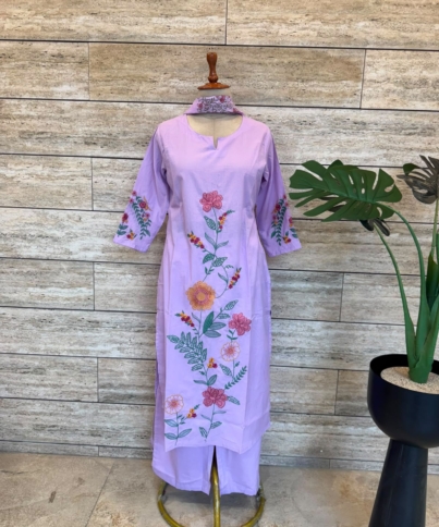 pure cotton 3pc kurti  set